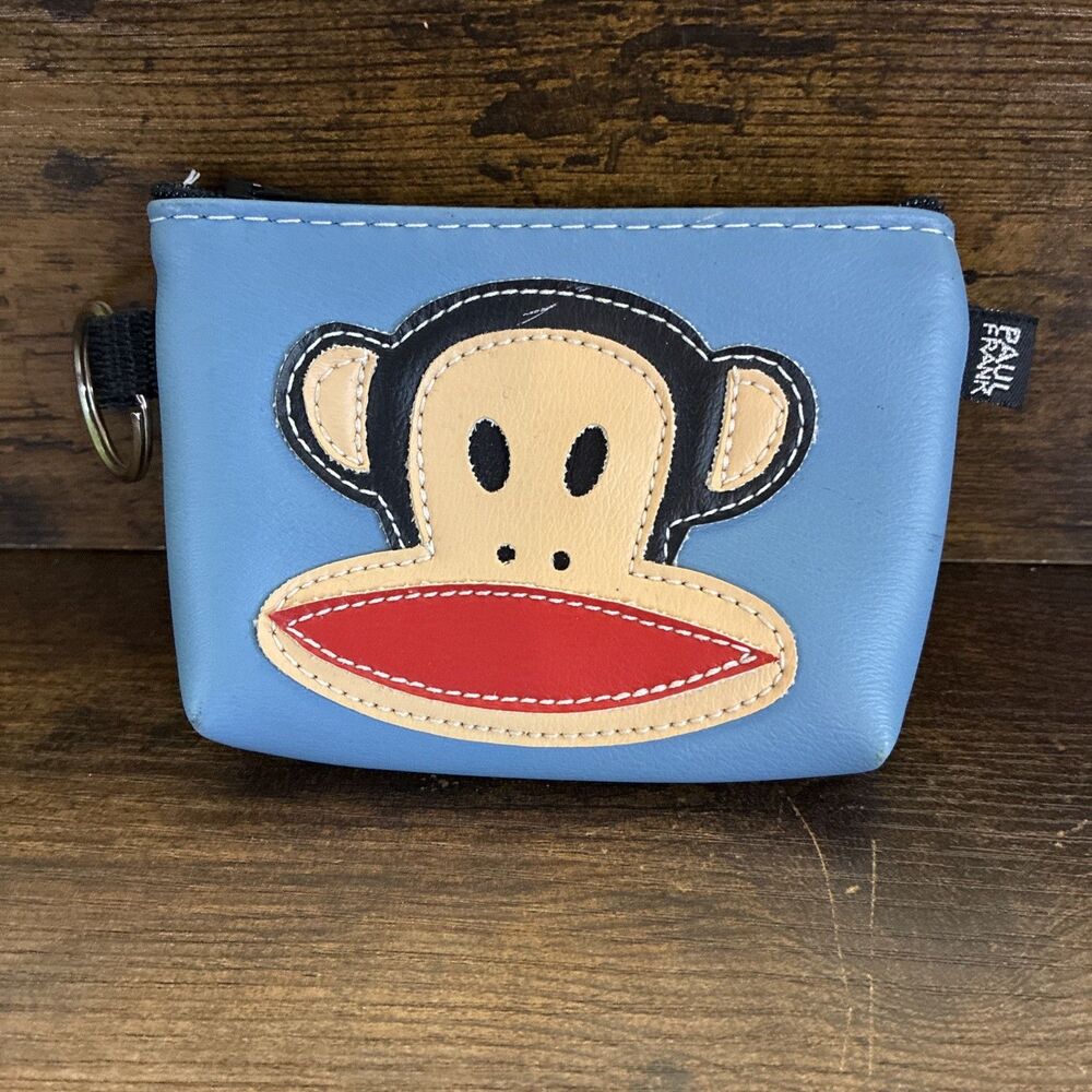 VINTAGE PAUL FRANK JULIUS COIN PURSE KEYCHAIN Blue Naug bag